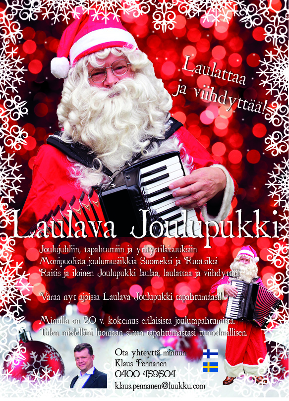 Laulava Joulupukki mainos